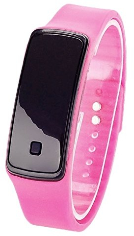 Montre LED Électronique,Walfront Montre-Bracelet en Silicone Bracelet à Poignet 13 Couleurs Montre de Femmes Filles Rectangle Sport Numérique (Rose)