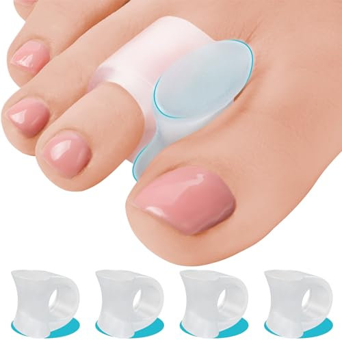 Toe Separators Hammer Toe Straightener - 4-Pack Big Toe Spacers Clear - Gel Spreader - Correct Crooked Toes - Bunion Corrector and Bunion Relief (Big 4 Pack, Clear)