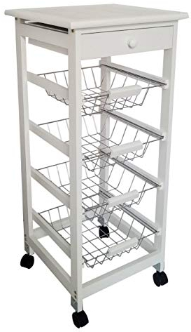 Mueble Gestion Verdulero Frutero 37x37x85cm 4 Cestas y Cajon Color Blanco