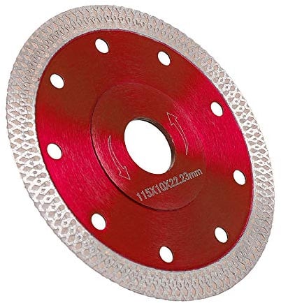 Disco Diamantato 115mm Sottile professionale Taglio a secco con taglio a umido per gres porcellanato, graniti, ceramica, quarzite, marmo (Rosso)