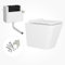 Back to Wall Rimless Toilet Pan with Power Flush Gloss White Ceramic with Slim Soft Close Seat – Cistern Included – Compact Bathroom Design