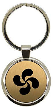 Mygoodprice Porte clé en métal Or brossé Croix Basque Rond Gravure Laser