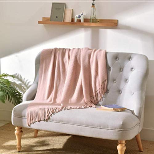 yzdha Châle Tricoté en Laine Rose 125X170Cm