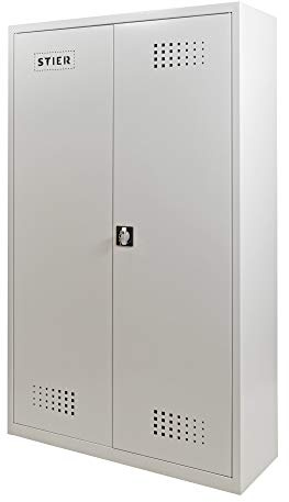 STIER Umweltschrank, mit 4 verzinkten Wannenböden, 1950x1200x420mm, abschließbar, für Gefahrstoffe, robuste Bauweise
