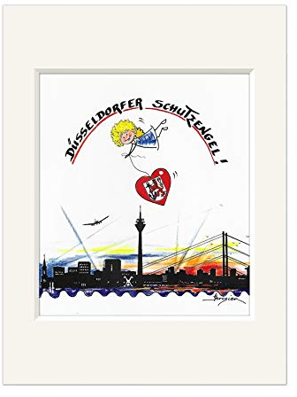 Bild Düsseldorfer Schutzengel Stadtsilhouette 30cm Skyline Kunstdruck H.Brosien