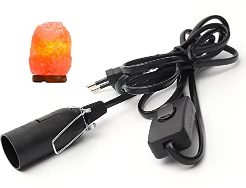 Hotloop Câbles pour Sel avec Interrupteur - E14 Prise FR (Européenne) - 1,8 m Isolation Câble Douille pour Lampe de Sel - Noir