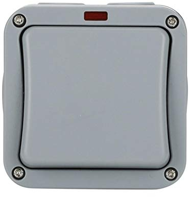 Wetterfester Lichtschalter, Elektrisch Lichtschalter Aufputz IP65 Für Garten, Werkstatt, Balkon, Grau Für Küche, Bad, Pool Wasserdicht Schalter