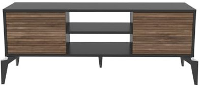 DECOROTIKA Lojo Meuble TV 130 cm Niches et Armoires avec Portes Battantes | Banc TV | Unité TV (Noir et Alina)