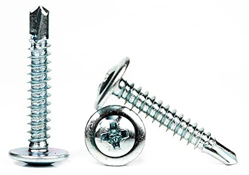 4.2mm x 40mm Self Drilling Wafer Head Screws Steel Self Tapping Screws for Metal Sheets Roofing Windows (Pack of 50) F13B