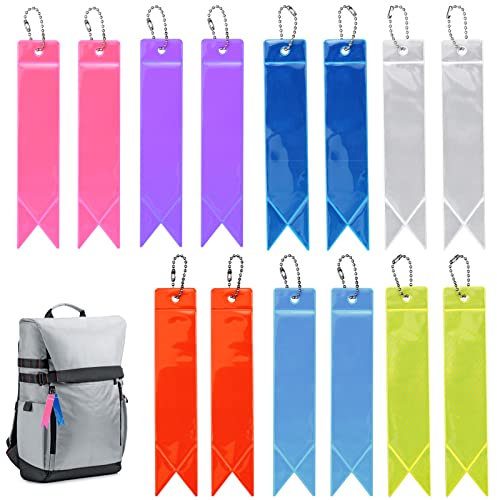 Hocadrv 14 Stück Reflektoren Anhänger Kinder, Sicherheits Reflektor Anhänger,Flagge Reflektoren Kinder, Anhänger Reflektoren, für Schultasche Kleidung Rucksack Radfahren Gehen Laufen(7 Farben)