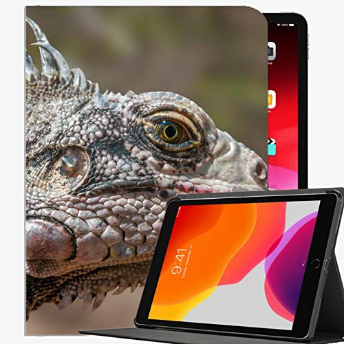 Ledertasche für Neue iPad 8./7. Generation Fall, iPad 10.2 Fall, iGuan Reptil Wildlife Tierkoffer Slim Shell Cover für iPad 10,2 Zoll