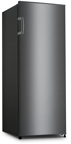 INFINITON CV-14N38 - Congelador vertical, Inox, 172 litros, Cíclico, Tecnología Defrost, 6 Cajones, Luz LED