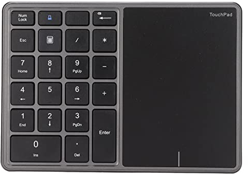 Wireless Number Pad, Portable Rechargeable 2 in 1 22 Keys 2.4G Numeric Keypad with Touchpad Support Bluetooth Connection, Slim External Numpad Keyboard Compatible for Most Operating Systems(grey)