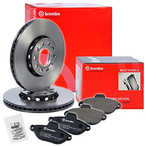 BREMBO Coated Disc Line Bremsenset Vorderachse inkl Bremsscheiben Vorne Ø 302mm Belüftet und Bremsbeläge Vorne Kompatibel mit CHRYSLER GRAND VOYAGER V (RT), DODGE CARAVAN, JOURNEY, FIAT FREEMONT