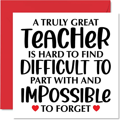 Stuff4 Dankeskarten – Truly Great Teacher – Dankeskarten für Ihn, Ihre Männer und Frauen, besondere Wertschätzungskarte, 145 mm x 145 mm, herzliche Dankeskarten für Geschenke