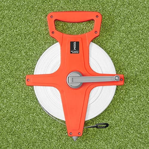 FORZA Mètre Ruban avec Enrouleur Ouvert [100 m] | Mesurer Terrain de Sport | Ruban à mesurer à Bobine Ouverte