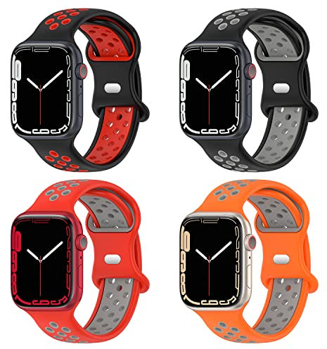 Geageaus Cinturino Compatibile con Apple Watch 44mm 42mm 45mm 49mm 45mm,Cinturini con iWatch Series 10/9/8/7/6/5/4/3/2/1/SE/SE 2/Ultra/Ultra 2(Nero/Grigio+Nero/Rosso+Arancia/Grigio+Rosso/Grigio)