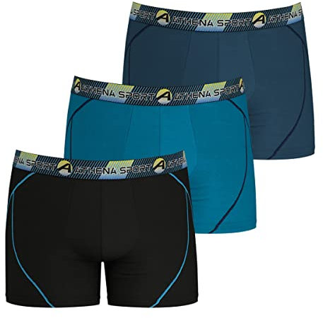 Athena Training LN64 sous-vêtement, Noir/LAC/CROISIERE, M Homme, Lot de 3