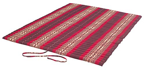 Thaikissen XXL Rollmatte ca. 205 x 150, Thai Kapok Matte, Rollmatte für Massage, als Liegewiese oder zum Spielen, Handelsturm Kissen (Elefanten rot)