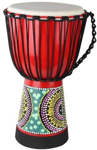 AIMEIS Goatskin Djembe Drum 10'' x 20'' African Hand Drum with Mahogany Body Hand Painted Pattern for Adults Drummer Beginners