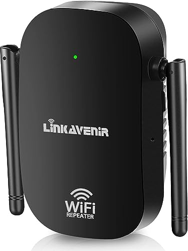 LINKAVENIR WLAN Verstärker WLAN Repeater, Dual WLAN Dualband 1200Mbit/s (867MBit/s 5GHz + 300MBit/s 2,4GHz) Mit 1 LAN Port 4 Antenne WLAN Verstärker Modus AP Modus Kompatibel zu Allen WLAN Geräten