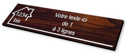 Plaque gravée motif MAISON pour Boite aux Lettres autocollante 10x2,5cm STANDARD personnalisable - 1 à 3 lignes sans frais supplémentaires + Numéro - bois