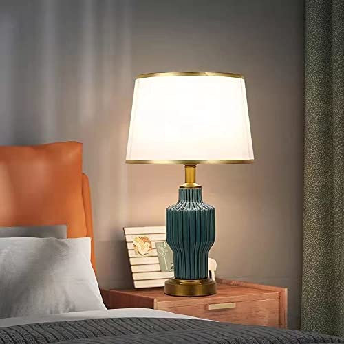 Mengjay Keramik Tischlampe Schlafzimmer Nachttischlampe kreative amerikanische gemütliches Wohnzimmer moderne minimalistische Tischlampe Geeignet für Wohnzimmer und Schlafzimmer. (Grün)