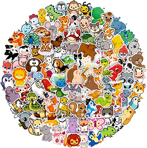 Niedliche Cartoon Tiere Aufkleber 100 Stück Vinyl Aufkleber für Laptop, Stoßstange, Skateboard, Wasserflaschen, Computer, Telefon, Cartoon-Anime-Aufkleber für Kinder, Teenager, Erwachsene