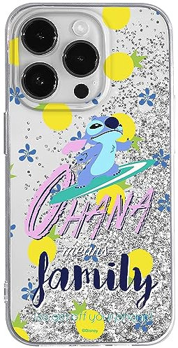 ERT GROUP mobile phone case for Apple Iphone 14 PRO MAX original and officially Licensed Disney pattern Stitch 004 optimally adapted to the mobile phone, with glitter overflow effect