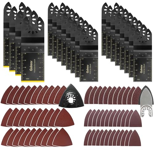 82 Oscillating Saw Blades, Oscillating Tool Blades Accessories with Sandpaper, 4PCS Titanium Oscillating Multitool Blades, Quick Release Multi Tool Blades Fits Most Models The Market