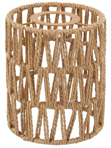 Pantalla de Ratán Natural, Diseño Bohemio, Lámpara Colgante y de Pie, Mimbre, Farolillo, Mesa, Techo, Repuesto, Diámetro