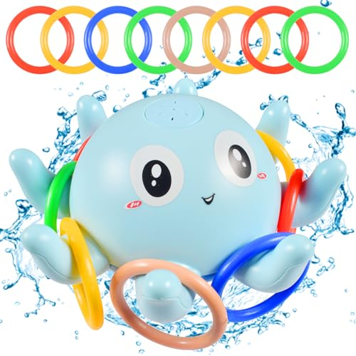Baby Badespielzeug Wasserspielzeug,Oktopus Spray Wasserspielzeug,Baby Badespielzeug,Pool Wal Badewannenspielzeug,Baby Badewann Spielzeug Baby Geschenk Badewannenspielzeug ab 1 2 3 4 Jahre (Blau)