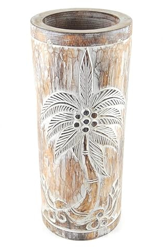 Coco Papaya Porte-Parapluie ou Vase en Bois 50cm décor Palmier