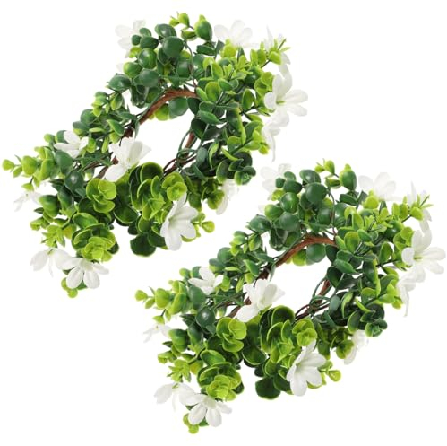 Alipis 2stücke Künstliche Kerzenringe Mit Eukalyptusblättern Dekorative Blumenkränze Für Hochzeit Und Weihnachten Für Tischdekoration Und Festliche Anlässe