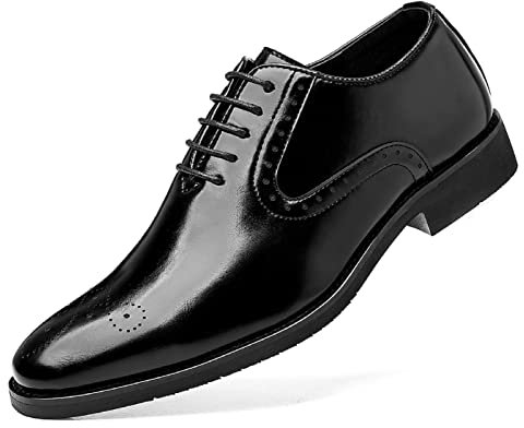 Cooleep Männer Schnürschuhe Mode Klassischer Anzugschuhe Hochzeit Schuhe Schnürschuh Business Oxford Derby Black Size 45