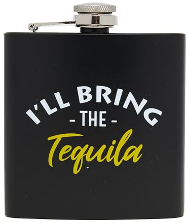 Stainless Steel Flask - I'll Bring The - Tequila (Black/Neon Yellow)