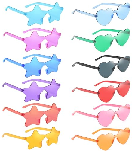 SHSHbuy 12 Paia Occhiali da Festa,Occhiali Trasparenti Colorati,Occhiali da Festa di Carnevale,Occhiali da Sole Festa per Feste di Compleanno,Festa Cosplay