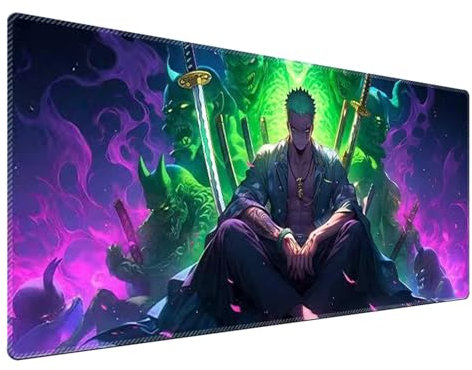 Roronoa Zoro A01 Tapis de souris One Piece Grand tapis de souris XXL 900 x 400 cm Sous-main de bureau imperméable et antidérapant