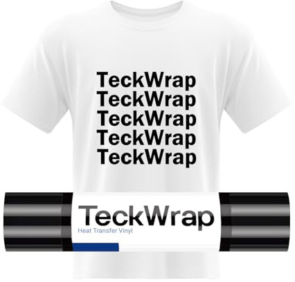 TECKWRAP HTV - Rollos de vinilo de transferencia de calor, 12 pulgadas x 5 pies, vinilo negro para planchar para camiseta, vinilo de prensa de calor para diseño de vinilo térmico de bricolaje (negro)