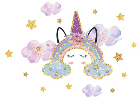 duoyif Adesivi Murali Unicorno, Adesivi Da Parete Unicorno, Adesivo Porta Unicorno, Porta Segno Adesivo Unicorno, Adesivo Murale Unicorno Per Camera Ragazza Bambini Asilo Nido Porta (B)