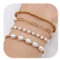 Krfy Armband Damen Gold 14K Vergoldet Perlenarmband Gold Bunt Perlenarmband Armband Gold Wasserfest Armband Gold damen Trendig Armband Set Gold