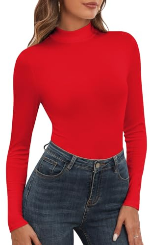WOWENY Camiseta De Cuello Alto para Mujer De Manga Larga Y Cuello Alto Top Acanalado Elegante Camiseta Interior Básica para Otoño E Invierno