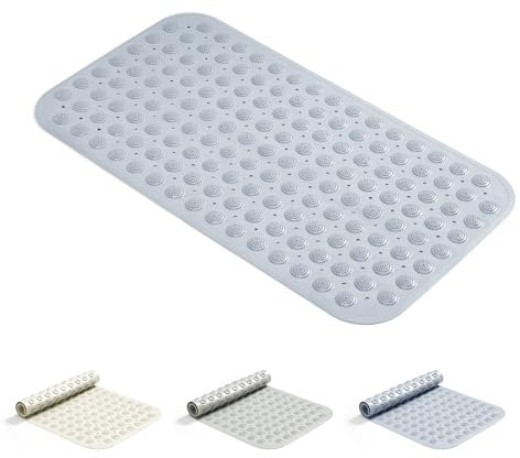 Good Nite Lange Badematte, rutschfeste Duschmatte, extra große Saugnäpfe für sicheres Baden, Anti-Schimmel, maschinenwaschbar, weiche, verdickte Gummi-Unterseite, 70 x 38 cm, Blau