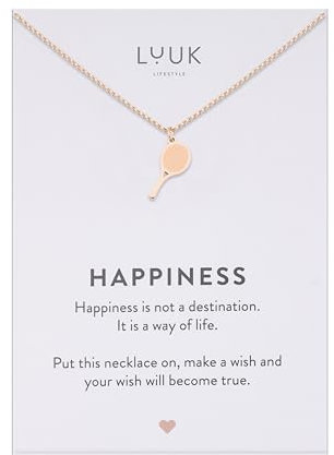 LUUK LIFESTYLE Collana moderna in acciaio inossidabile con ciondolo, lunghezza regolabile 50 cm, gioiello regalo per la migliore amica, racchetta da tennis, oro rosa