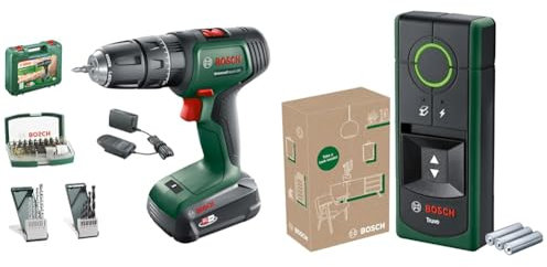 Bosch Akku Schlagbohrschrauber UniversalImpact 18V (1 Akku, 18 Volt System, im Koffer) + Ortungsgerät Truvo II (einfaches Orten von stromführenden Kabeln und Metallobjekten, Wandscanner bis 70mm)