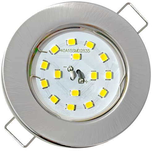 Rolux Flacher LED Einbaustrahler IP20 Lotta 230V SMD 5W Edelstahl geb. 8 Stück Einbauleuchte 4000K Neutralweiß Deckenspot