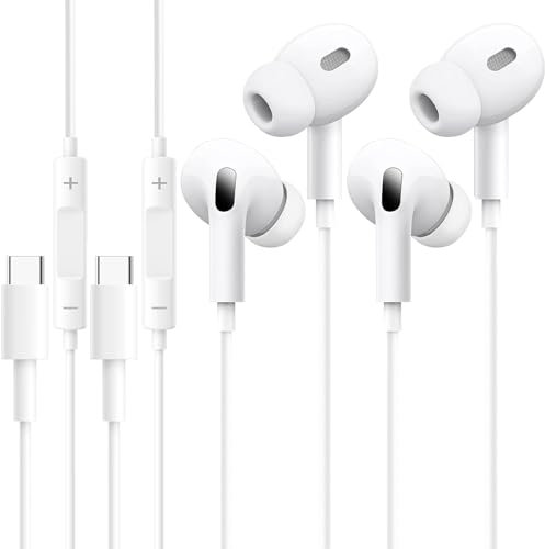 Tapo 2Pack USB C Kopfhörer für iPhone 15/16 Pro, HiFi Stereo In Ear mit Mikrofon und Lautstärkeregler, für iPhones 15/16/16 Pro/Galaxy S24/S23/15 Plus/Google Pixel/Huawei