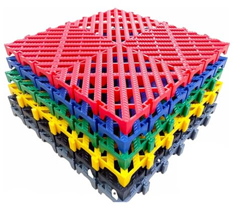 Piastrelle Modulari A Griglia Ad Incastro, Tappetini Di Drenaggio For Garage Fai-da-te, Adatti For Piscina, Doccia, Spogliatoi, Sauna, Terrazza, Patio, Garage, Tappetini For Aree Umide(Red,40x40x2CM-3