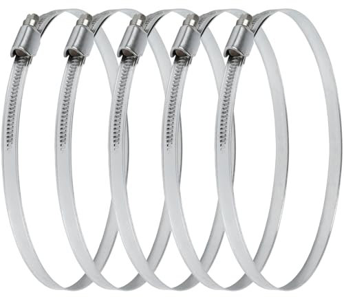 Vent Systems Confezione da 5 morsetti regolabili in acciaio zincato a vite senza fine per condotti dell'asciugatrice, morsetti per condotti dell'aria, morsetti per tubi per condotti d'aria, automotive