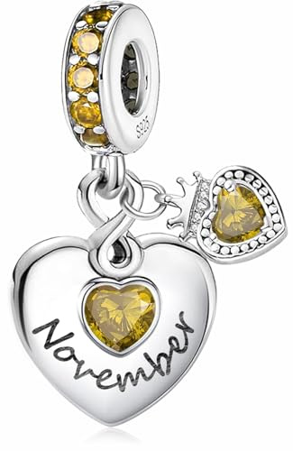 MSPOVOF Geburtsstein Charm Herz Anhänger Kompatibel Europäische Armbänder für Damen